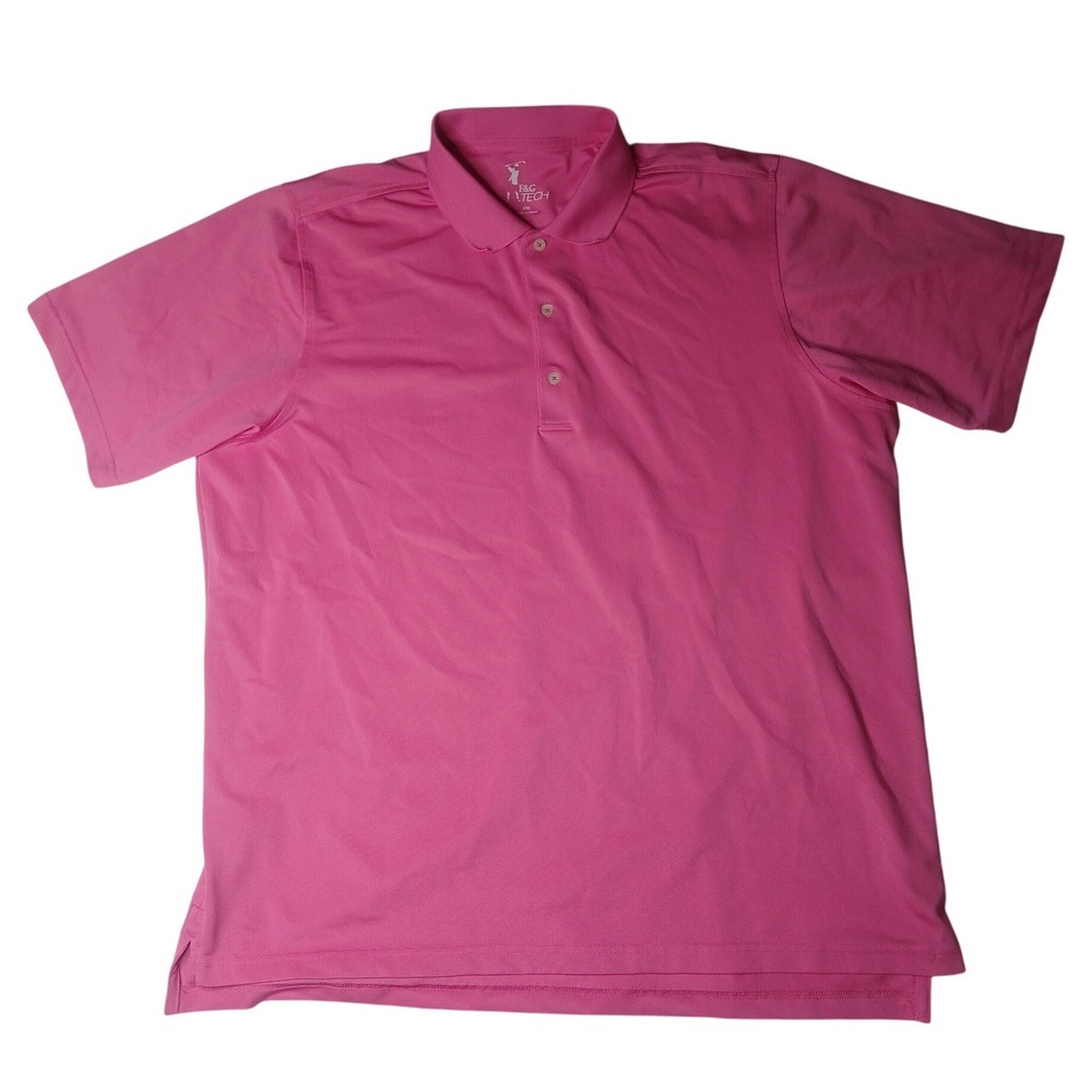 F&G Tech Polo Shirt Mens 2XL Pink Short Sleeve Moisture Wicking Stretch‎ Golf